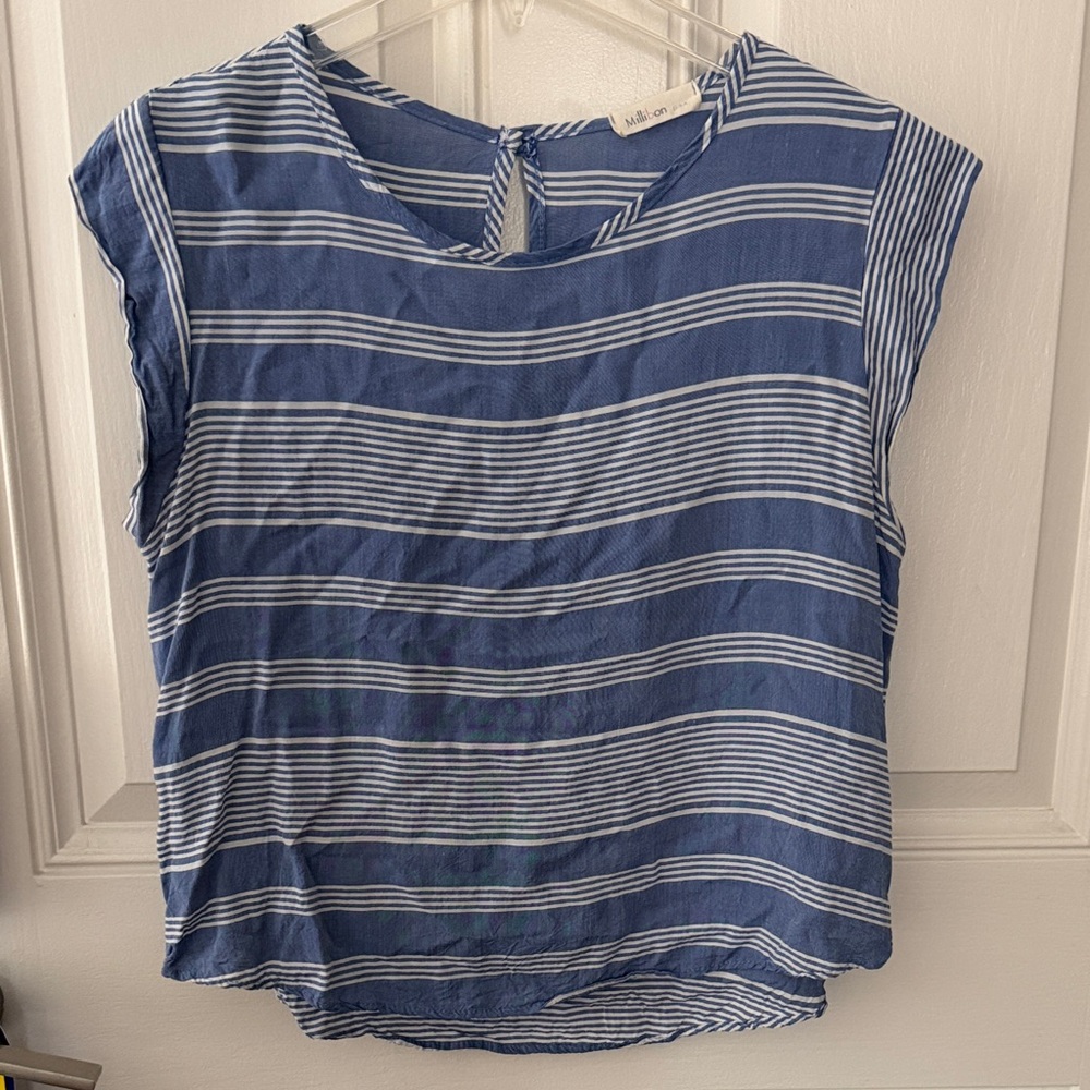 Millibon Navy and White Striped Blouse